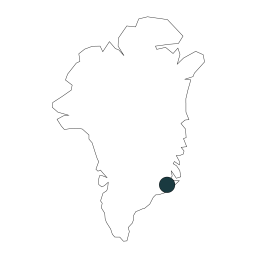 Mappa della Groenlandia con posizione di Kulusuk