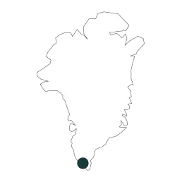 Mappa della Groenlandia con posizione di Narsaq